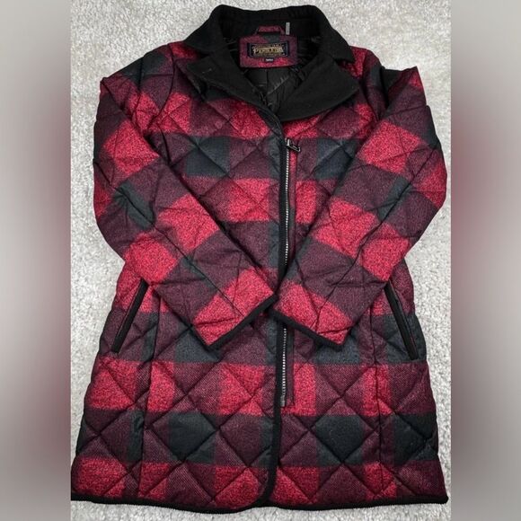 Pendleton Buffalo Check Collared Quilted Mid Length Down Coat EUC! - Picture 4 of 14